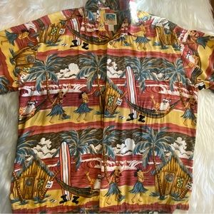 Sz XL Ron Anderson for Kahala After Christmas Hawaiian Aloha Shirt Santa & Hula